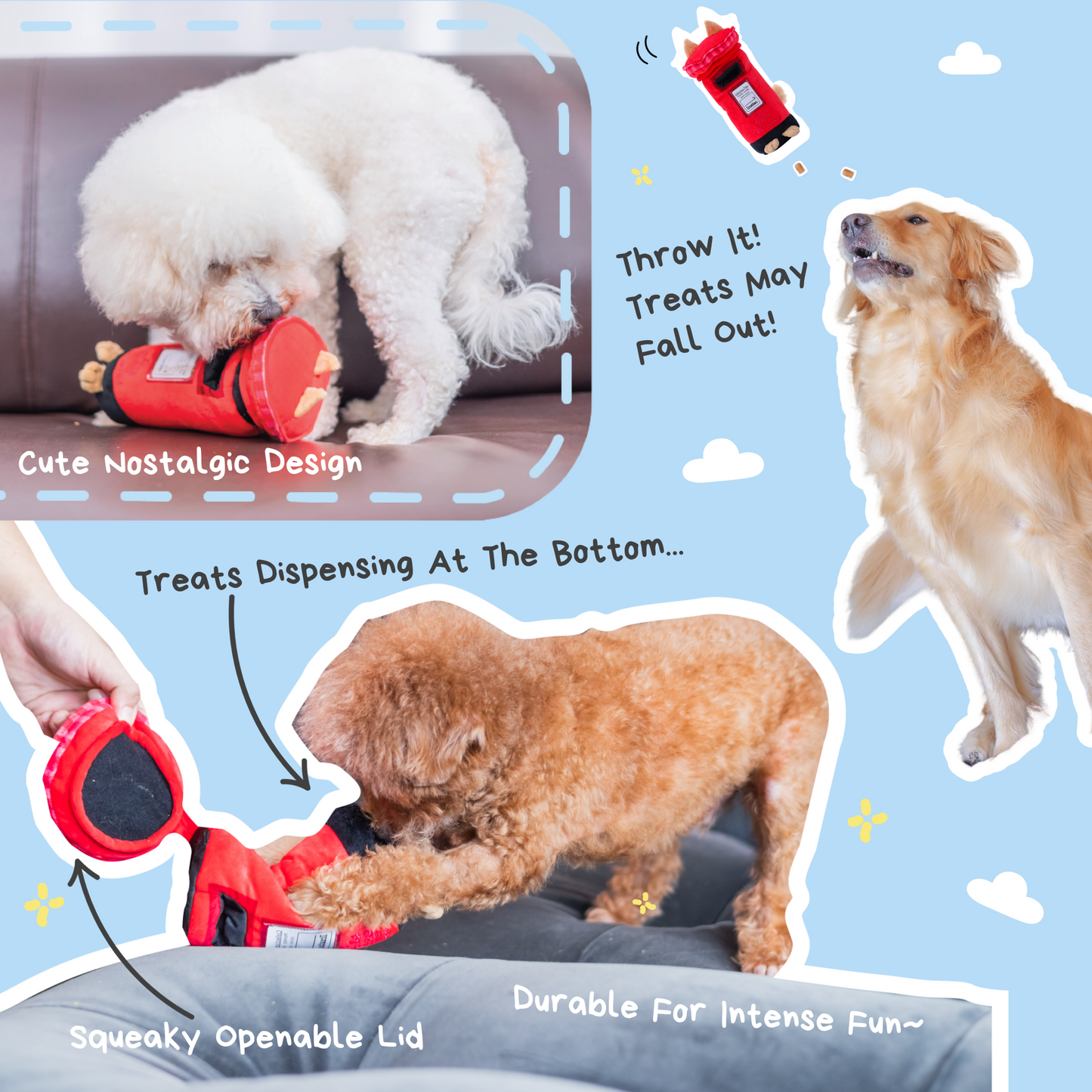 Woof² British Postbox Treat-Dispensing Pet Toy
