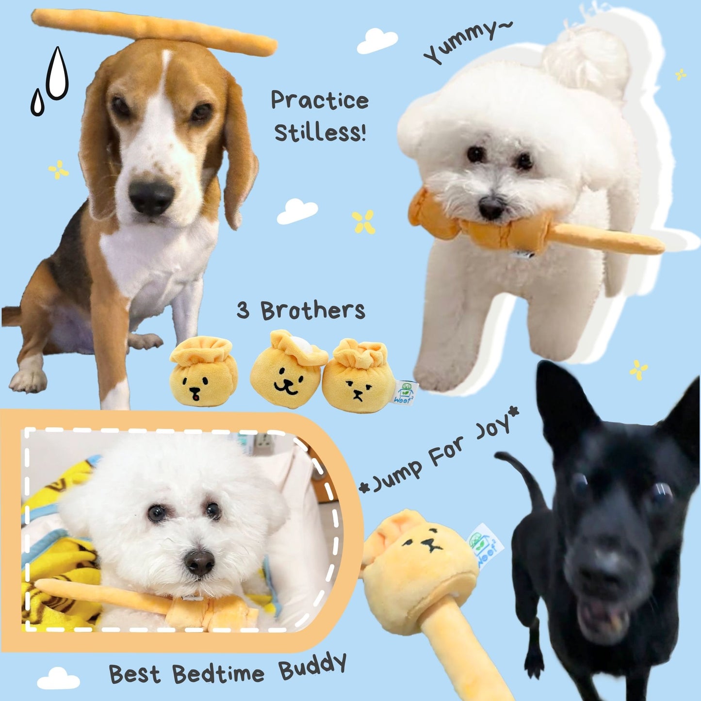 Woof² 3 Siu Mai Brothers Pet Toy